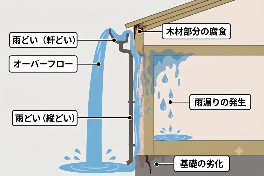 雨どいのオーバーフロー